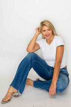 bytos High-Rise Distressed Jeans – Vintage Wash Stretch Denim for Women