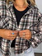 Rory Cropped Plaid Flannel – Raw Hem Button Down