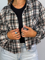 Rory Cropped Plaid Flannel – Raw Hem Button Down
