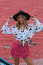 Nashville Babe Rhinestone Fringe Mini Skirt – Pink Western Skirt