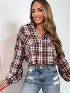 Rory Cropped Plaid Flannel – Raw Hem Button Down