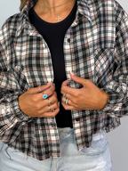 Rory Cropped Plaid Flannel – Raw Hem Button Down