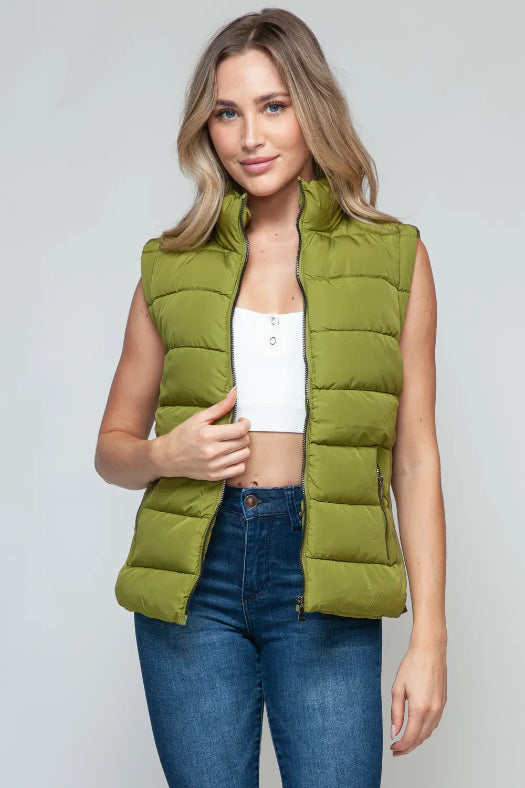 Snobbish Zip-Up Turtleneck Vest with Pockets for Women | Cozy Layering Outerwear