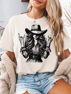 Women’s Lainey Cool Cowgirl graphic tee featuring an original Willow Boutique Western design on a relaxed-fit Comfort Colors® 100% cotton T-shirt in Ivory
