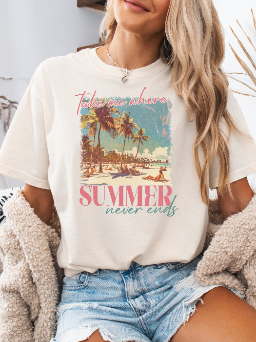 Take Me Where Summer Never Ends Graphic Tee in Ivory