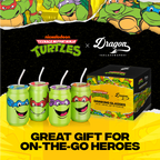 Set of four officially licensed Teenage Mutant Ninja Turtles 16-ounce glass drinking cups featuring Leonardo, Donatello, Michelangelo, and Raphael with reusable lids and straws.