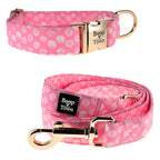 Boop Town Dog Collar and Leash Set – Cotton Adjustable Set with Gold Hardware