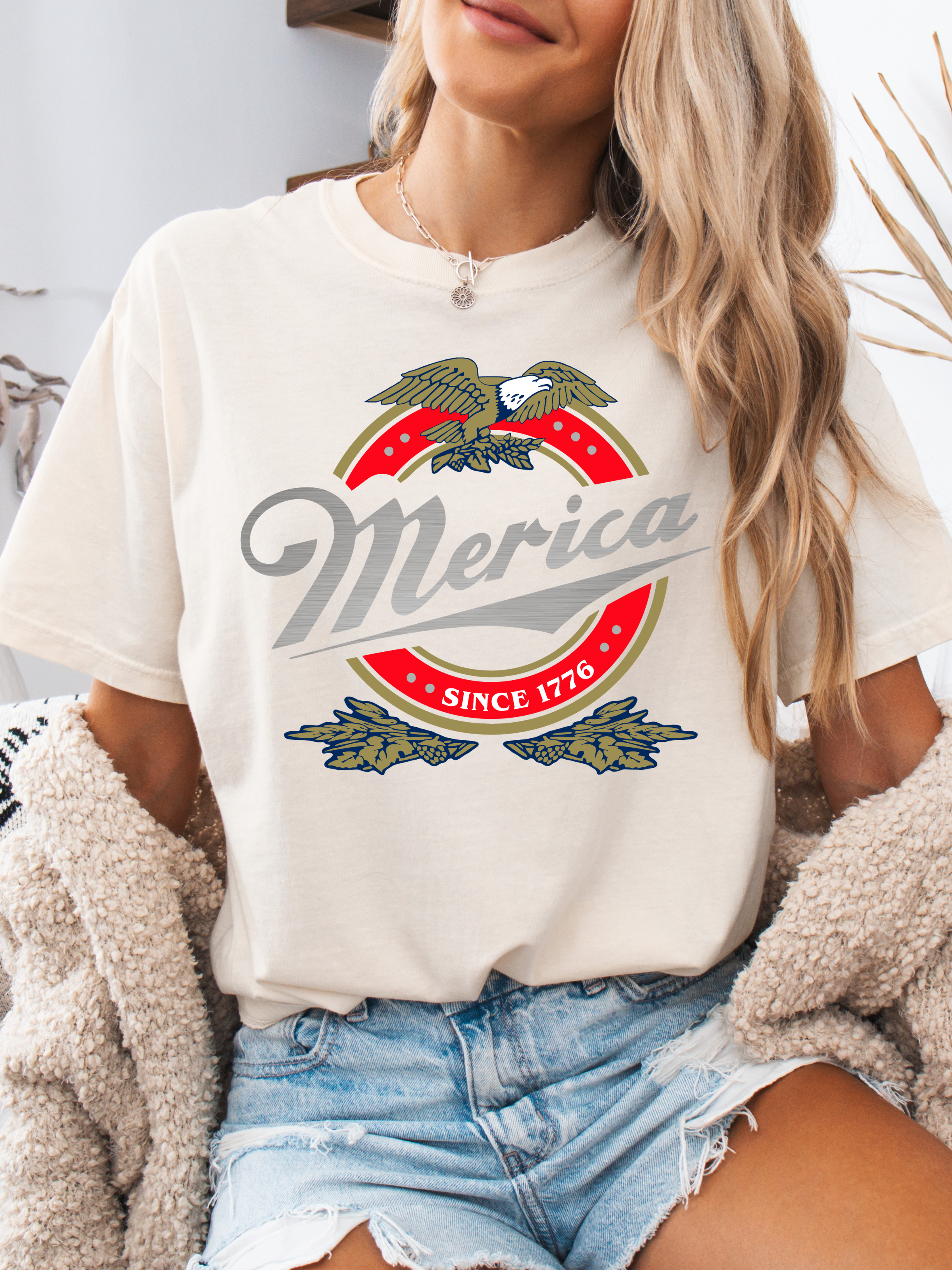 Merica Graphic Tee – Patriotic Red White Blue Shirt