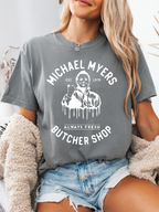 Michael Myers Butcher Shop Graphic Tee – Halloween Horror Shirt