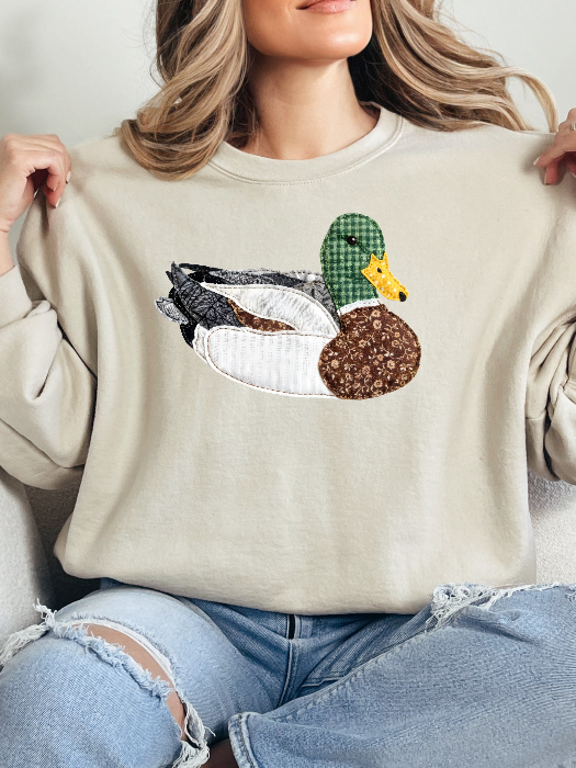 Patch Work Mallard Graphic crewneck in Ivory
