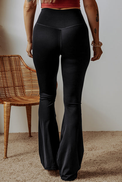 High-Waist Flared Leggings – Trendy Stretch Pants for Women