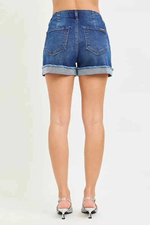 RISEN Slouchy Cuffed Denim Shorts