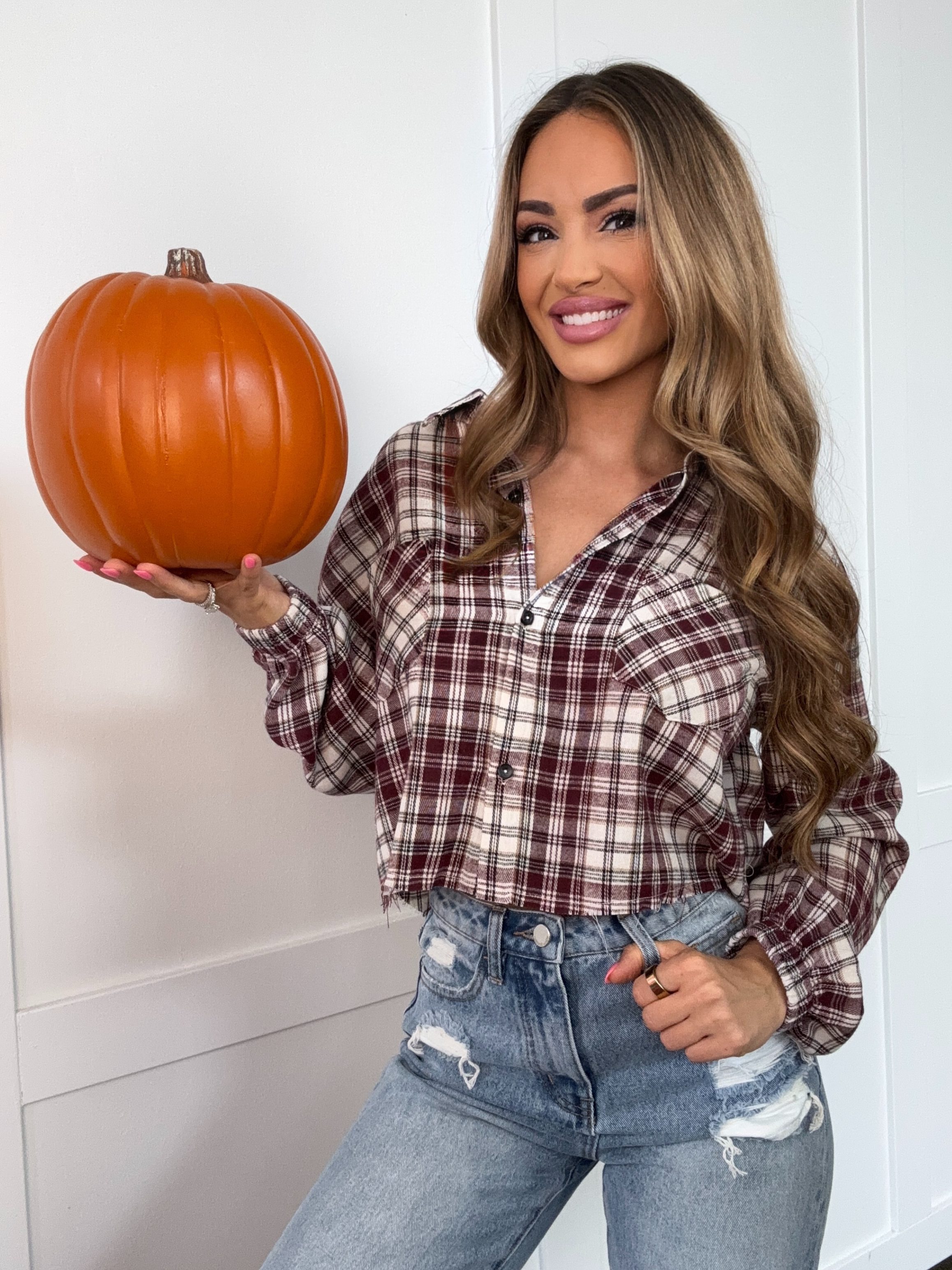 Rory Cropped Plaid Flannel – Raw Hem Button Down