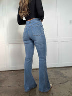 Danny Medium Wash Flare Jeans – High Rise Stretch Denim