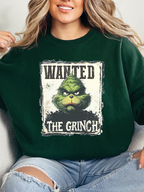 Holiday Mischief Wanted Grinch Inspired Graphic Crewneck in Green
