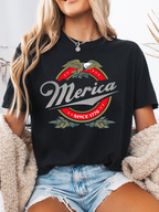 Merica Graphic Tee – Patriotic Red White Blue Shirt