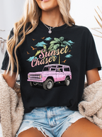 Sunset Chaser Graphic Tee, Cropped Hoodie & Crewneck – Comfort Colors