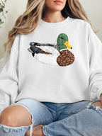 Patch Work Mallard Graphic Crewneck in White