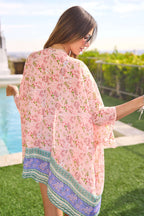 Davi and Dani floral kimono cover up with open front and lightweight flowy silhouette