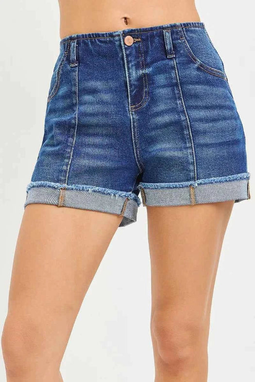 RISEN Slouchy Cuffed Denim Shorts