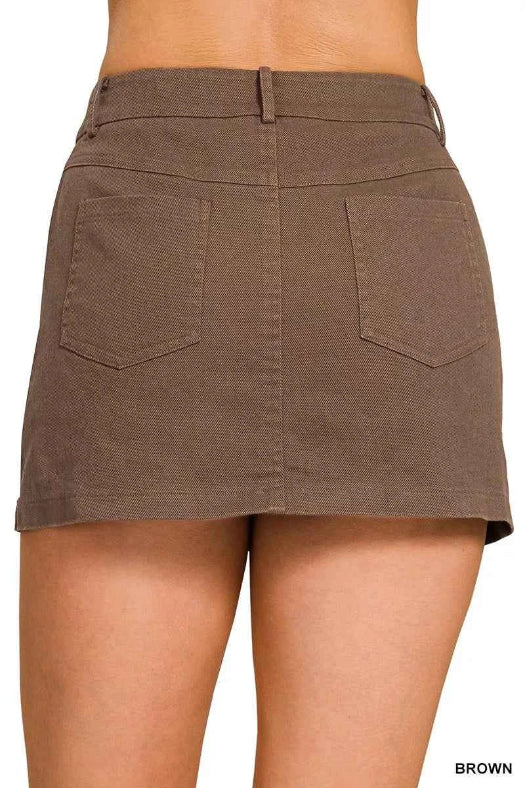 Zenana Cotton Twill Lined Mini Skirts