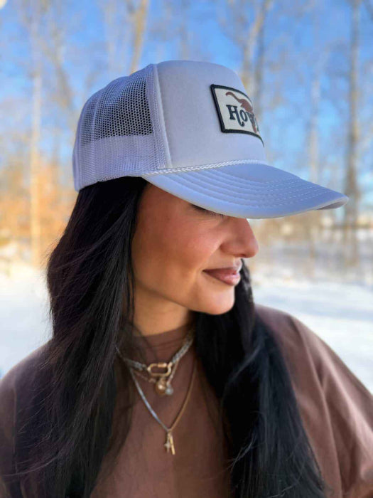 Howdy BullSkull Patch Foam Trucker  Hat in White
