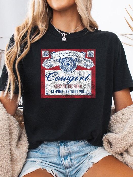 Queen of the Rodeo Graphic Tee, Cropped Hoodie & Crewneck in Black