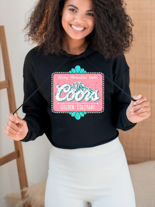 Rocky Mountain High Graphic Cropped hoodie in Black