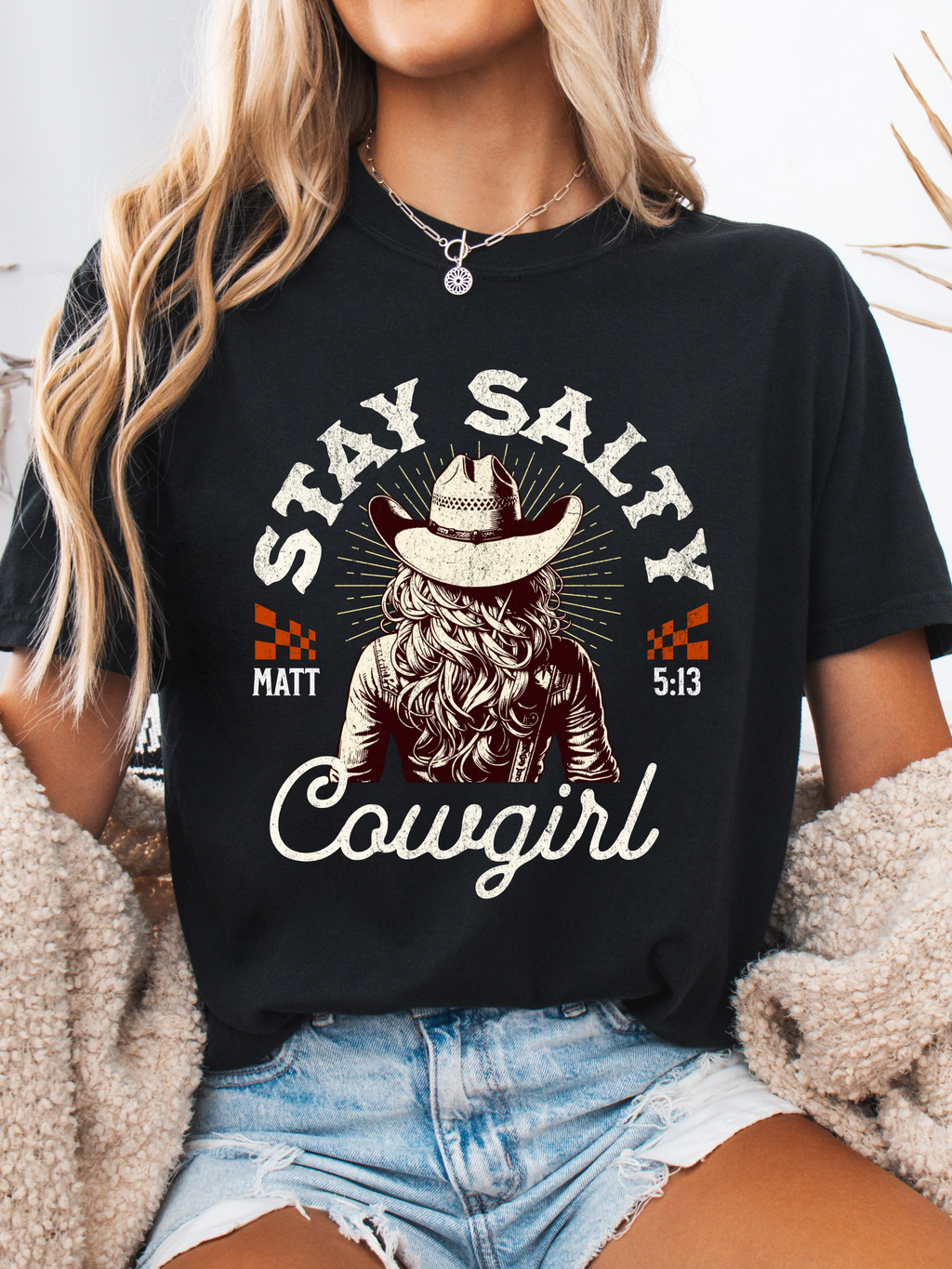 Stay Salty Christian Graphic Tee | Western Cowgirl Faith Shirt