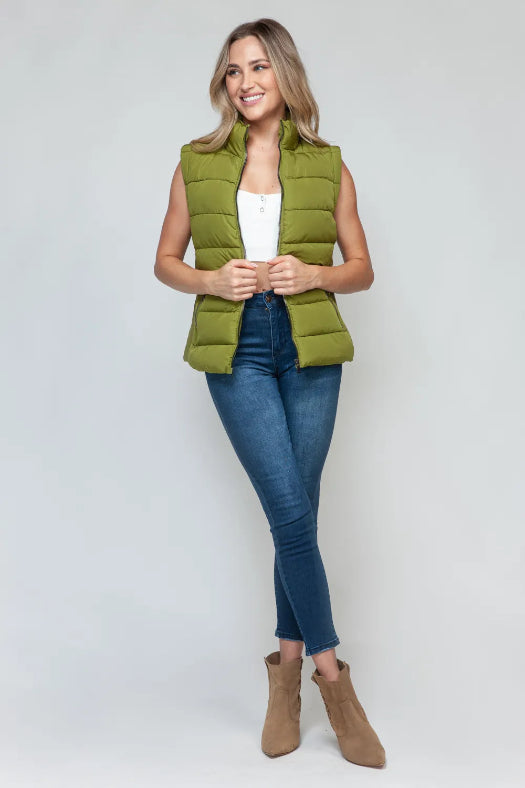 Snobbish Zip-Up Turtleneck Vest with Pockets for Women | Cozy Layering Outerwear
