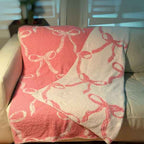 Bow Scalloped Cozy Blanket – Soft Scalloped Bow Throw