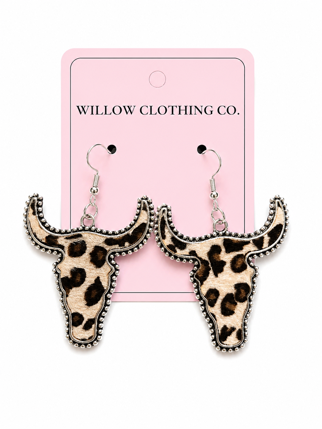 Cow Print Longhorn Earrings – Western Statement Dangle Earrings