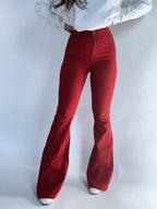 Fiona High Waisted Bell Bottom Flare Jeans – Burgundy