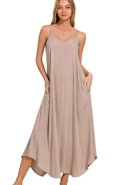 Light Mocha Arc Hem Cami Dress