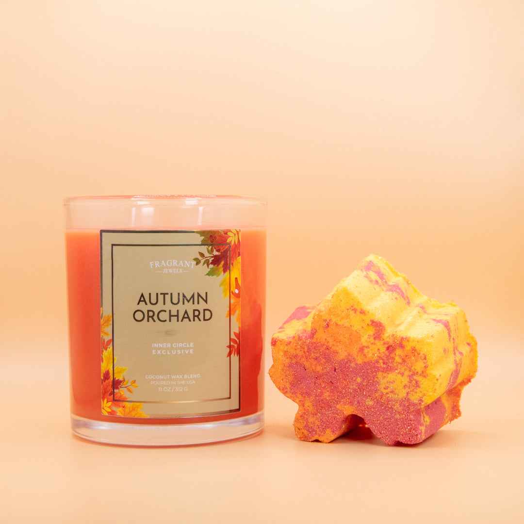 Autumn Orchard Candle & Bath Bomb Gift Set with Hidden Rings | Fragrant Jewels Fall Collection