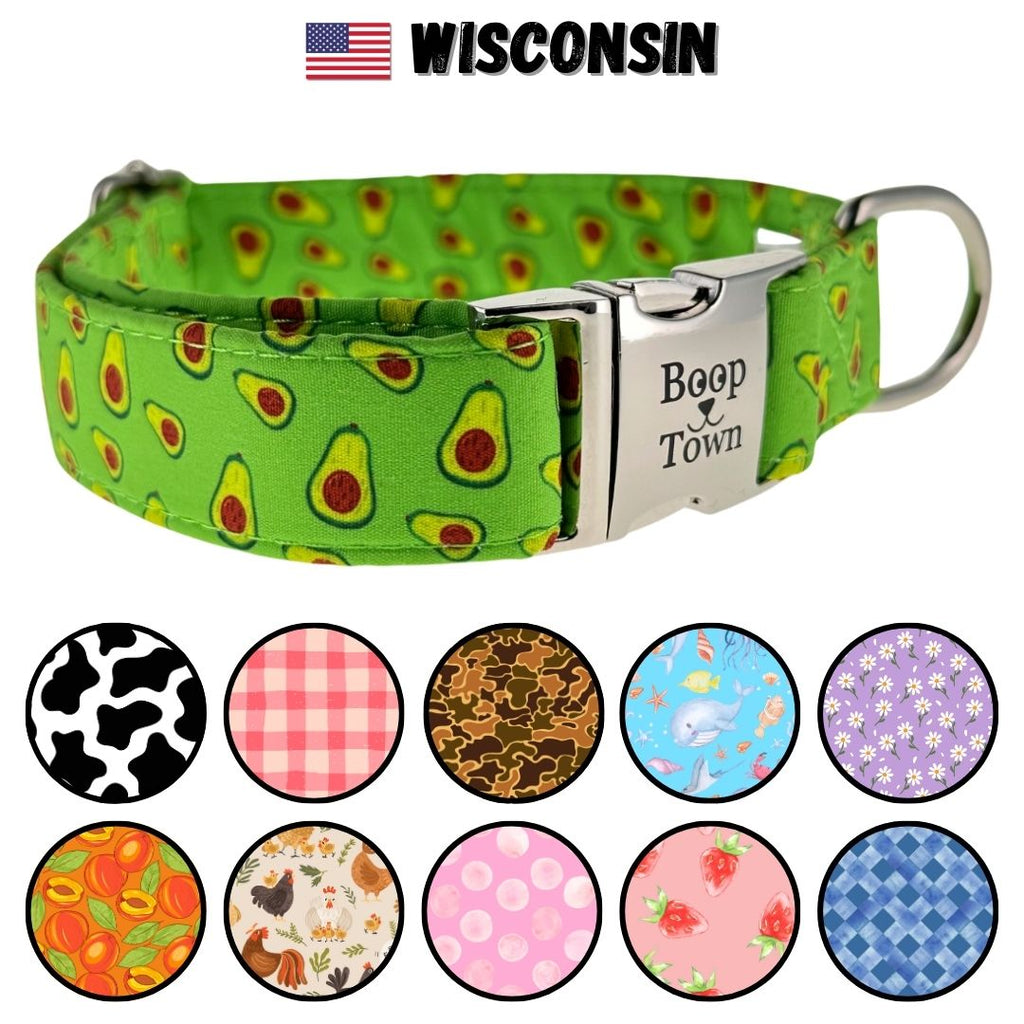 Boop Town Cotton Dog Collar – Adjustable Soft Collar with Gold Hardware