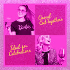 Set of two Barbie™ x Dragon Glassware® 17.5 oz stemmed wine glasses in pink and magenta with signature Barbie™ logos on the bases and coordinating pink gift box.