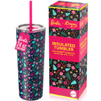 Officially licensed Barbie™ Christmas 24 oz stainless steel tumbler by Dragon Glassware with lid and reusable straws.
