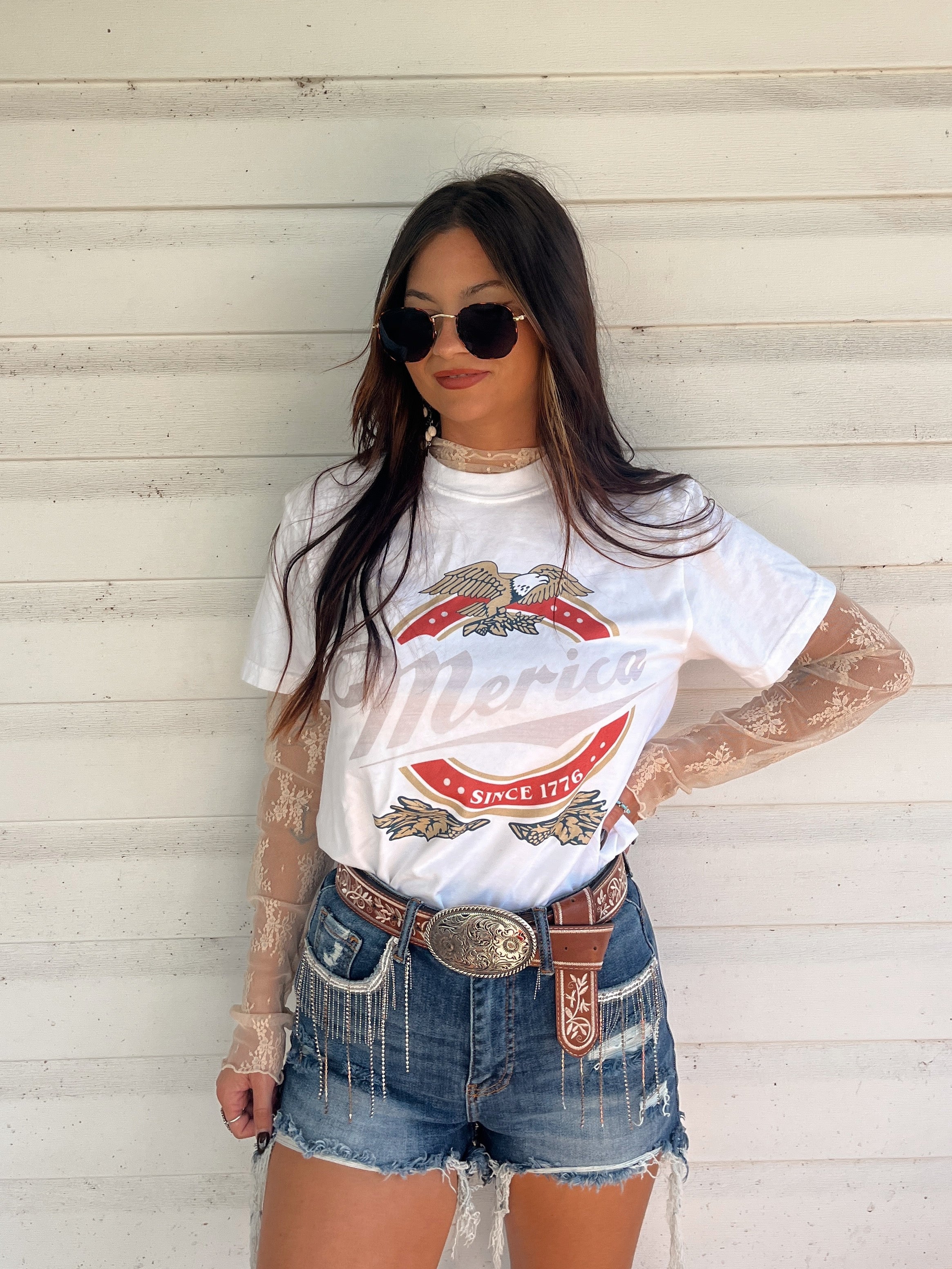 Merica Graphic Tee – Patriotic Red White Blue Shirt