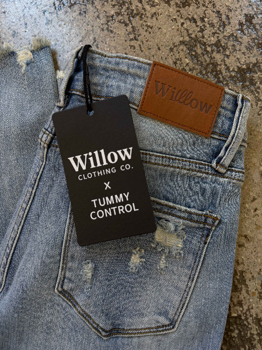 Viral Cindy High Rise Tummy Control Destroy Flare Jeans – Distressed Denim