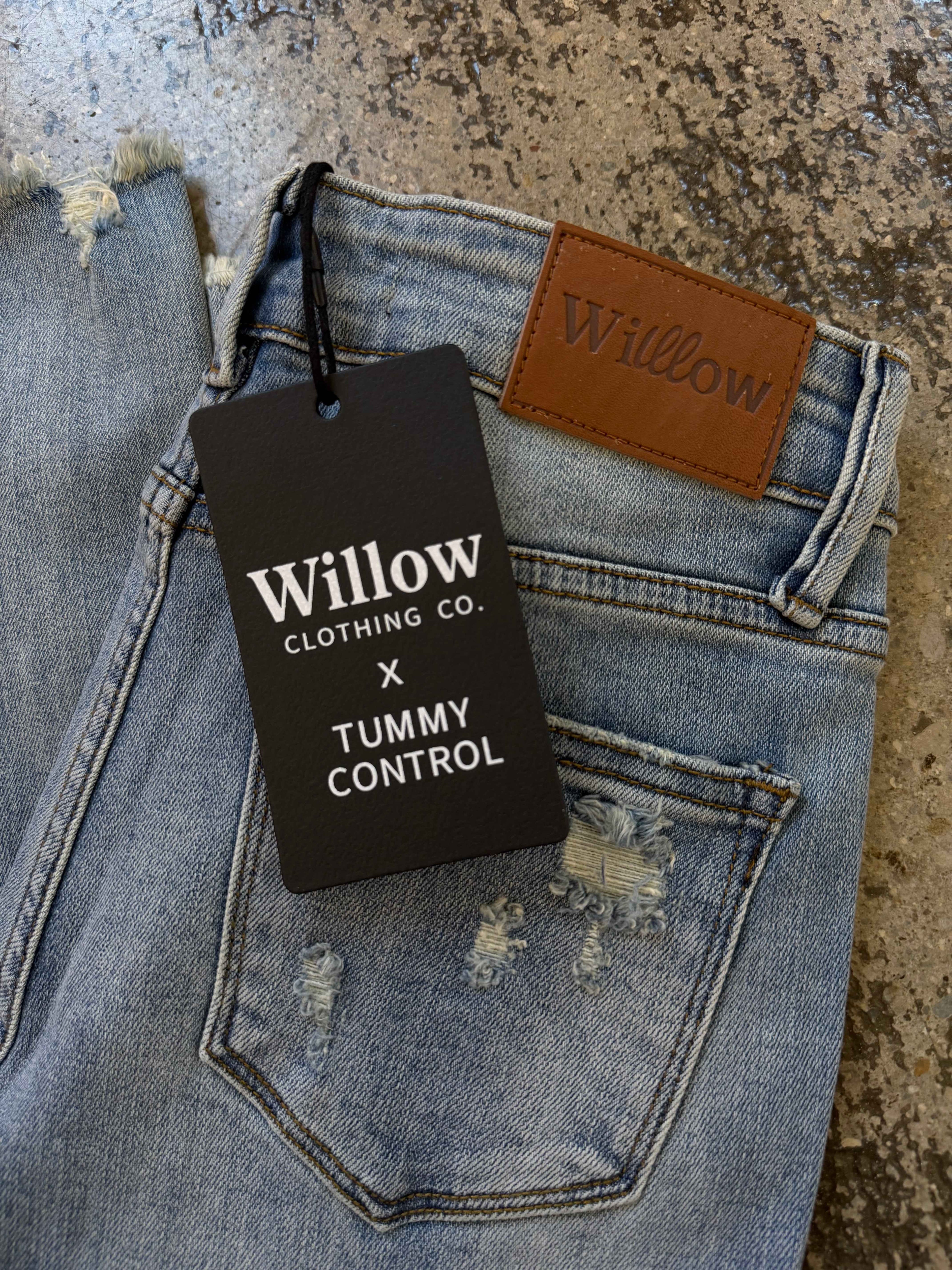 Viral Cindy High Rise Tummy Control Destroy Flare Jeans – Distressed Denim