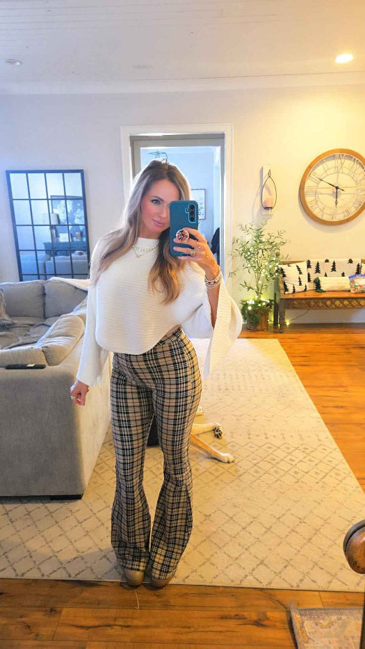 Gretchen Fiona High Waisted Plaid Flare Jeans