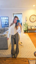 Gretchen Fiona High Waisted Plaid Flare Jeans