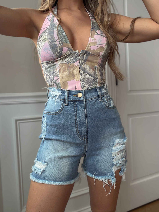 Fun in the Sun Short Bundle – Denim Shorts + Graphic Tee Outfit (1 Willow Short + 1 Graphic Tee)