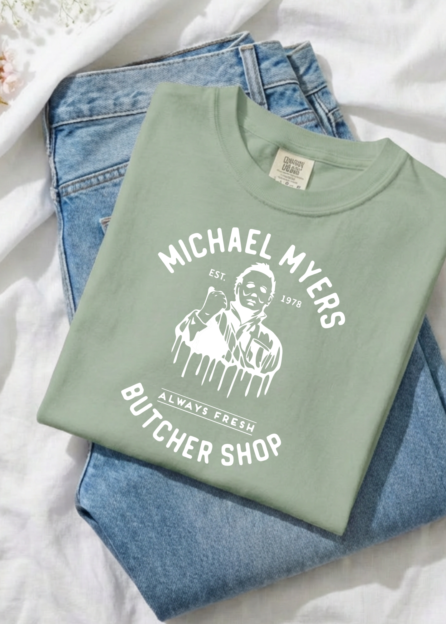 Michael Myers Butcher Shop Graphic Tee – Halloween Horror Shirt