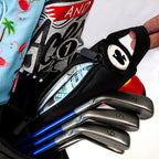 Black Pins & Aces insulated golf beer sleeve designed to hold up to seven cans and slide inside most standard golf bags.