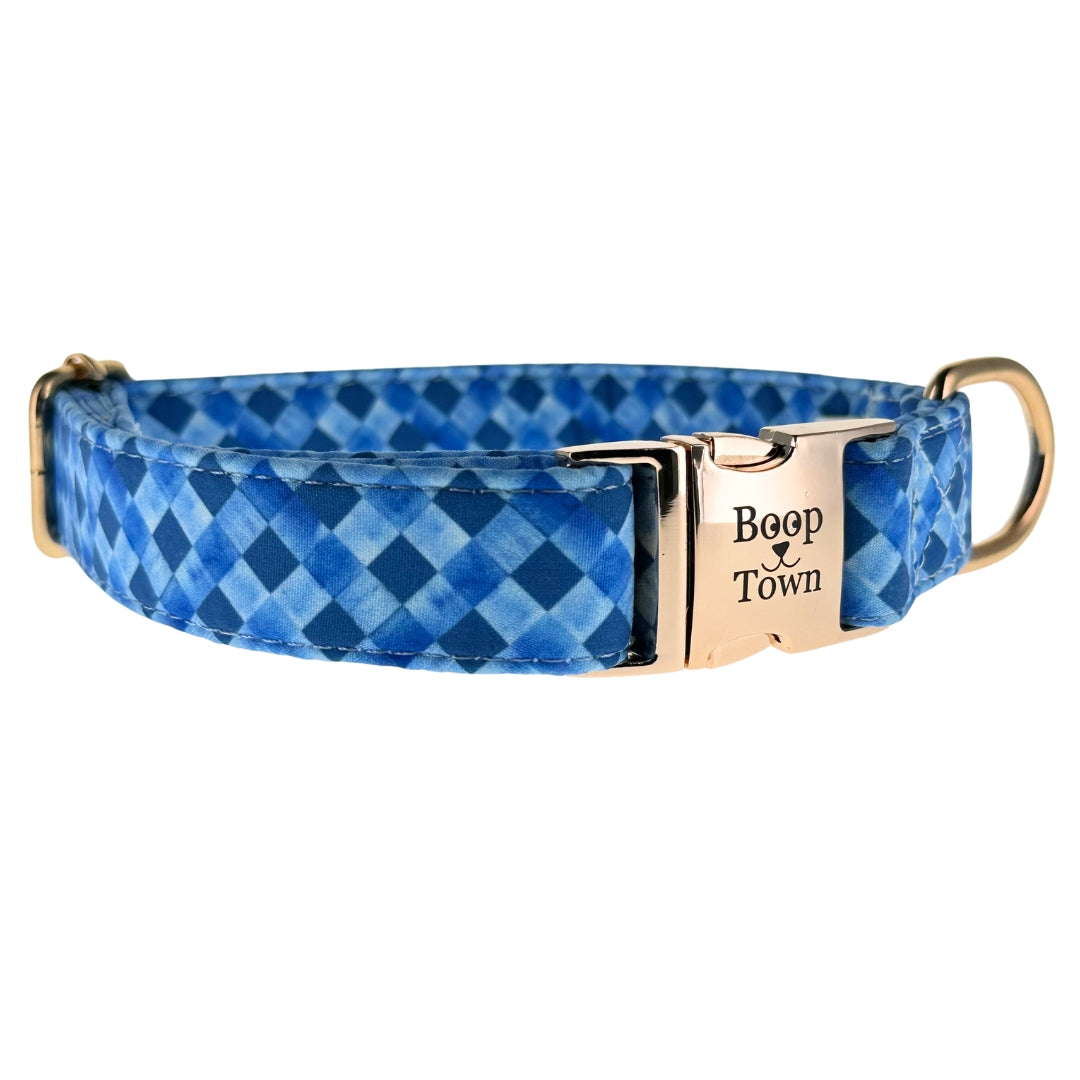 Boop Town Cotton Dog Collar – Adjustable Soft Collar with Gold Hardware