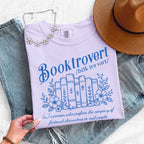 Booktrovert Comfort Colors T-shirt featuring a playful book lover graphic on a relaxed garment-dyed 100% cotton tee for readers and bookworms in color Orchid