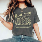 Booktrovert Comfort Colors T-shirt featuring a playful book lover graphic on a relaxed garment-dyed 100% cotton tee for readers and bookworms in color Pepper
