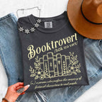 Booktrovert Comfort Colors T-shirt featuring a playful book lover graphic on a relaxed garment-dyed 100% cotton tee for readers and bookworms in color Pepper